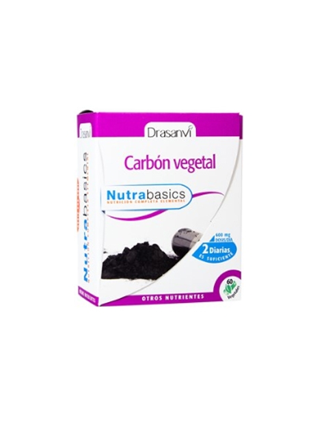 Carbón Vegetal Nutrabasics 60 cápsulas 466 mg Drasanvi